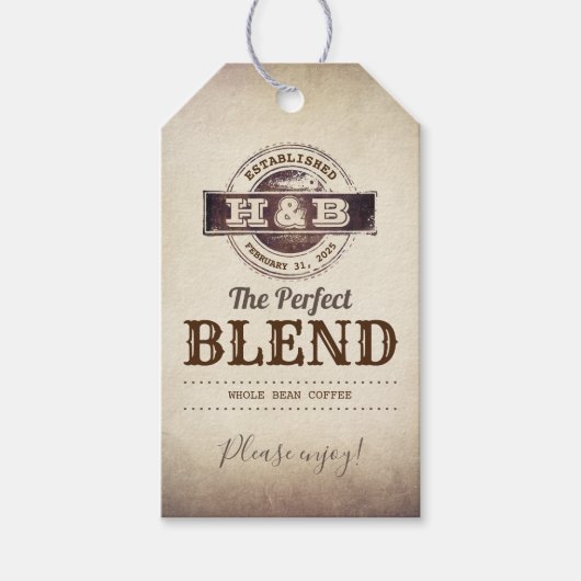 De perfecte mix bruiloft koffie gunsten cadeaulabel (Voorkant)