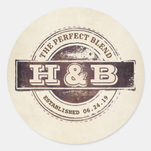 De perfecte mix bruiloft koffie gunsten ronde sticker