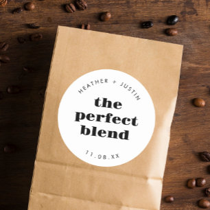 De perfecte mix bruiloft koffie gunsten ronde sticker