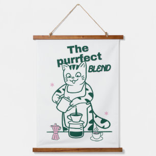 De perfecte mix- Grappige Kat en Koffie Woordspeli Hangend Wandkleed