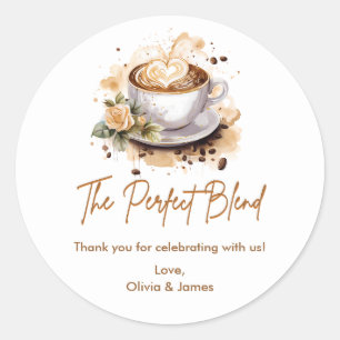 De Perfecte Mix Koffie Dank Je Couples Bruiloft  Ronde Sticker