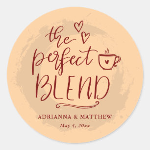 De perfecte mix koffie liefhebber bruiloft beige ronde sticker