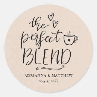 De perfecte mix koffie liefhebber bruiloft kraft p ronde sticker