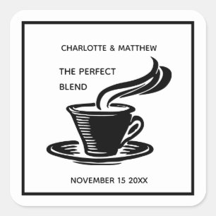 De perfecte mix koffie thee bruiloft receptie vierkante sticker