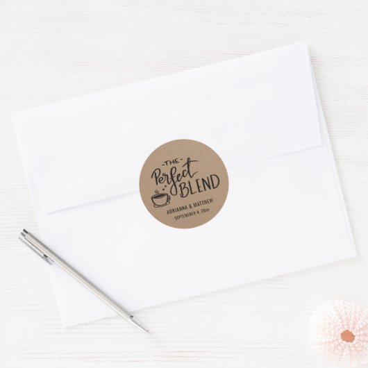 De Perfecte Mix | Rustic Kraft Papier Huwelijk Ronde Sticker (Envelop)