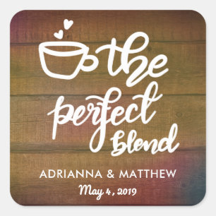 De perfecte mix rustieke hout bruiloft gunst vierkante sticker