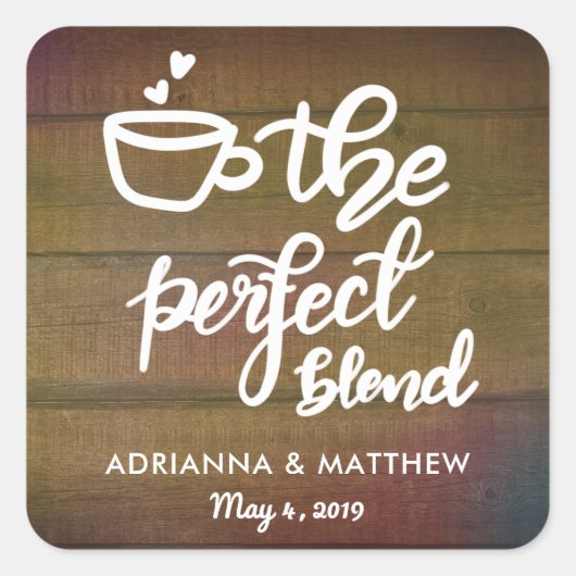 De perfecte mix rustieke hout bruiloft gunst vierkante sticker (Voorkant)
