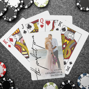 De Perfecte Paar Calligrafie Foto Bruiloft Pokerkaarten