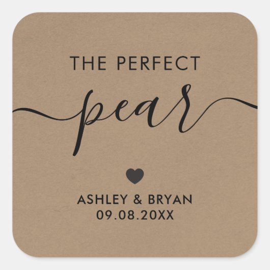 De Perfecte Peer Sticker, Cadeaubijsluiter, Kraft Vierkante Sticker (Voorkant)