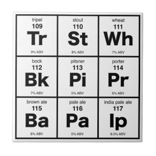 De periodieke tabel van bier tegeltje