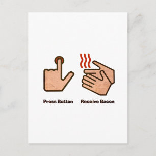 de pers knoop ontvangt bacon briefkaart