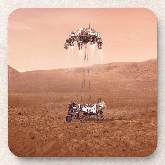 De Perseverance Rover landt veilig op Mars. Bier Onderzetter (Voorkant)