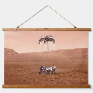 De Perseverance Rover landt veilig op Mars. Hangend Wandkleed