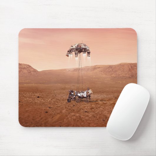 De Perseverance Rover landt veilig op Mars. Muismat (Met muis)
