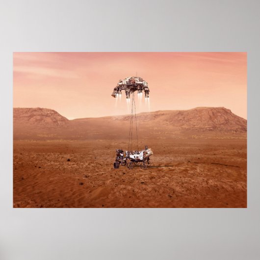 De Perseverance Rover landt veilig op Mars. Poster (Voorkant)