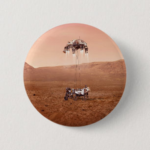 De Perseverance Rover landt veilig op Mars. Ronde Button 5,7 Cm