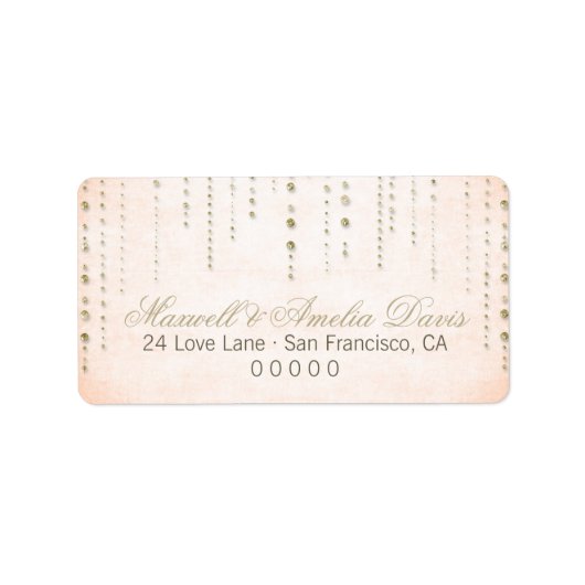 De perzik & het Goud schitteren het Adresetiket Etiket (Voorkant)