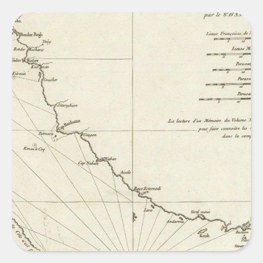 De Perzische Golf Vierkante Sticker (Voorkant)