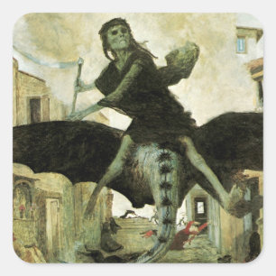 De Pest door Arnold Böcklin, Vintage Symbolisme Vierkante Sticker