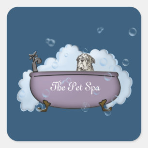 De pet-spa vierkante sticker
