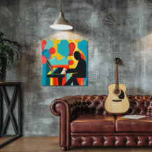 De pianist - Origineel olieverfschilderij