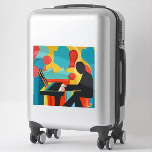 De pianist - Origineel olieverfschilderij Sticker