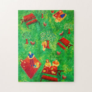 De Picknick Heden contemporaine Kunst Acryl Schild Legpuzzel