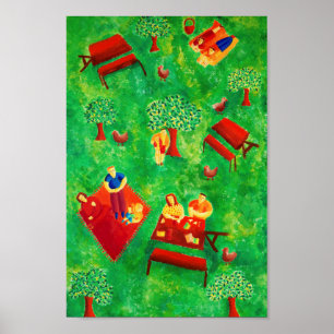 De Picknick Hedenlands Kunst Acryl Schilderij Legp Poster