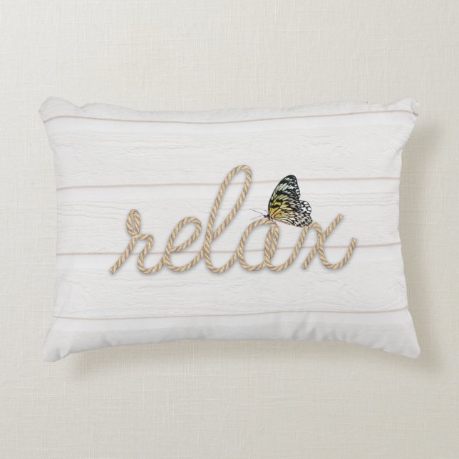 De piek haalt Tekst met Butterfly Accent Pillow op Kussen (Voorkant)