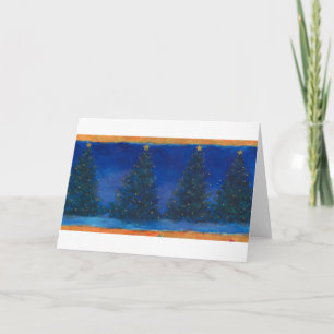 De Pijnbomen van Kerstmis Blauw & Groen op Goud Feestdagen Kaart
