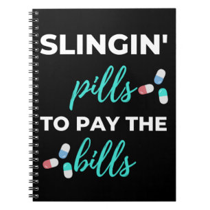 De pillen van de slingin om de rekeningen te betal notitieboek