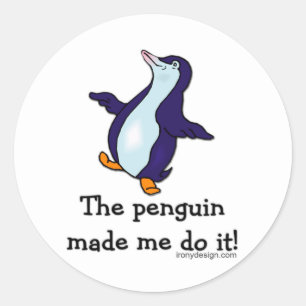 De pinguïn deed het. ronde sticker