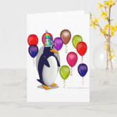 De Pinguïn van de verjaardag Kaart (Gele Bloem)