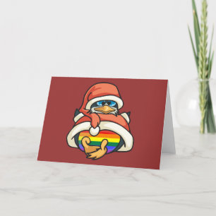 De Pinguïn van Kerstmis van de regenboog Feestdagen Kaart