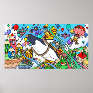 De pinguïn wilde vliegen. poster