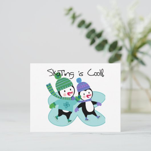 De pinguïnen die is Koel schaatsen Briefkaart (Staand voorkant)