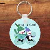 De pinguïnen die is Koel schaatsen Sleutelhanger (Voorkant)
