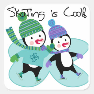 De pinguïnen die is Koel schaatsen Vierkante Sticker
