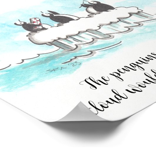 De pinguïns en het Cloud Wall Poster (Hoek)