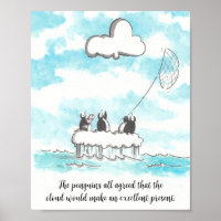 De pinguïns en het Cloud Wall Poster