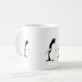 De pinguïns op een mok voegen naam toe (Voorkant links)