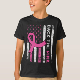 De Pink Ribbon Amerikaanse vlag Borstkanker Aware T-shirt