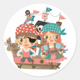 De Piraten van Girly Ronde Sticker
