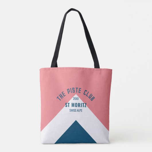 De Piste Club Roze Wit Blauw Peak Custom Ski Draagtas (Achterkant)