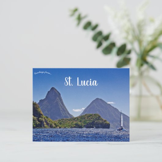 De Pitons in St Lucia Briefkaart (Staand voorkant)