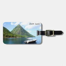 De Pitons op Saint Lucia Bagagelabel