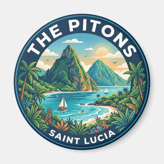 De Pitons Saint Lucia Magneet (Voorkant)