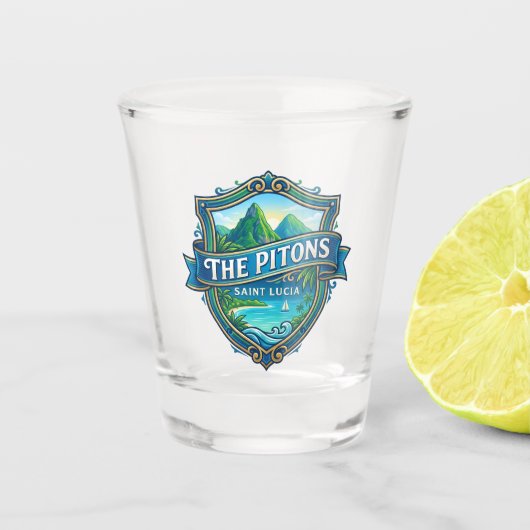 De Pitons Saint Lucia Shot Glas (Voorkant)