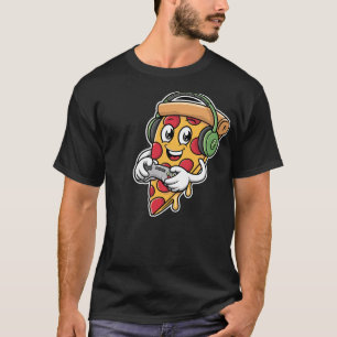 De pizza is een grijs videospel t-shirt