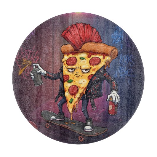 De pizza is Punk Snijplank (Voorkant)
